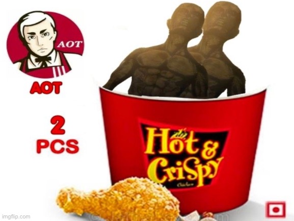 look what found on google…. | image tagged in crispy armin,aot,attack on titan,kfc | made w/ Imgflip meme maker