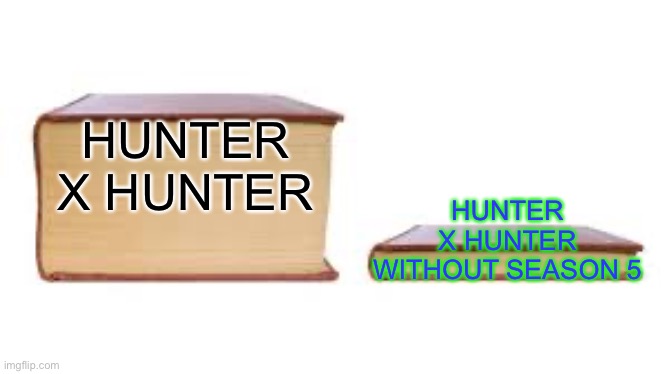 Why is that season so long | HUNTER X HUNTER; HUNTER X HUNTER WITHOUT SEASON 5 | image tagged in big book small book,hunter x hunter | made w/ Imgflip meme maker