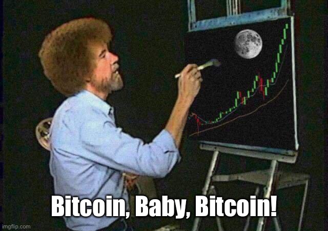 bob ross bitcoin dip | Bitcoin, Baby, Bitcoin! | image tagged in bob ross bitcoin dip | made w/ Imgflip meme maker