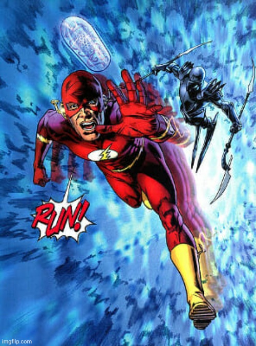 The Flash saying "Run!" | image tagged in the flash saying run | made w/ Imgflip meme maker