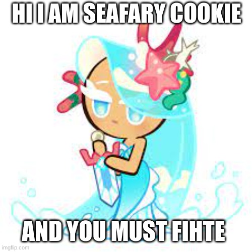 seafary | HI I AM SEAFARY COOKIE; AND YOU MUST FIHTE | image tagged in gaming | made w/ Imgflip meme maker