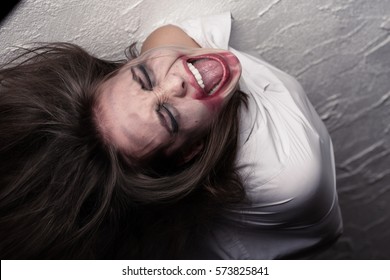 Crazy woman in straitjacket Blank Meme Template