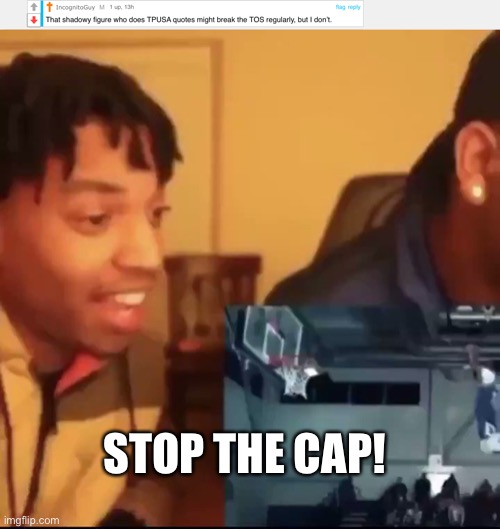 STOP THE CAP! | image tagged in stop the cap | made w/ Imgflip meme maker