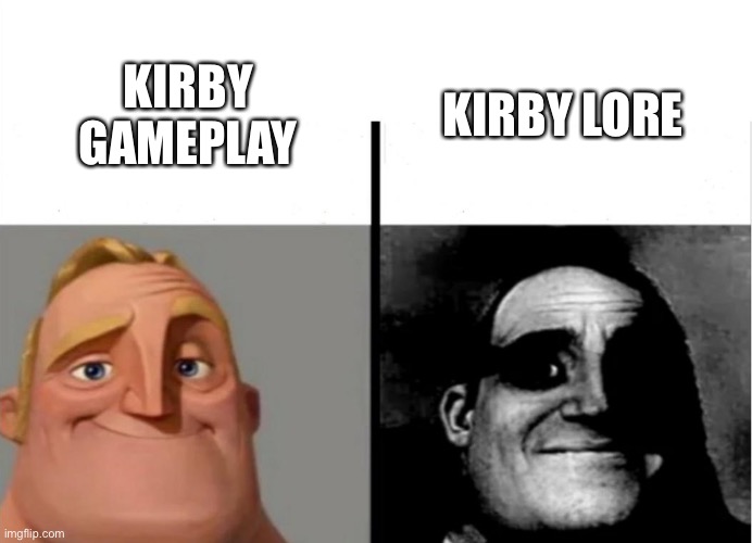 And it all roots back to a matter most dark | KIRBY LORE; KIRBY GAMEPLAY | image tagged in teacher's copy | made w/ Imgflip meme maker