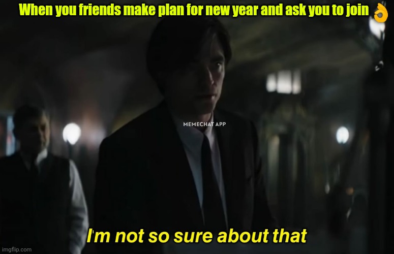 I am not sure | When you friends make plan for new year and ask you to join | image tagged in new year | made w/ Imgflip meme maker