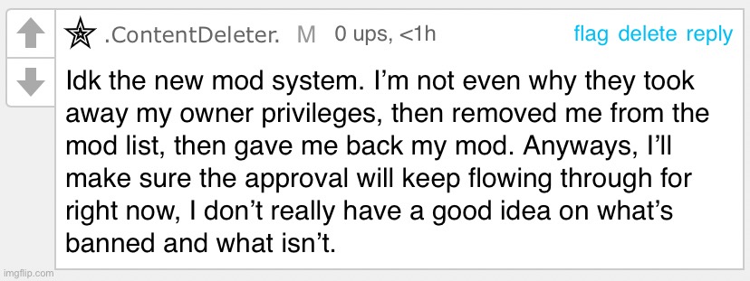 1. I’m glad I don’t have owner anymore, 2 what happened? | made w/ Imgflip meme maker