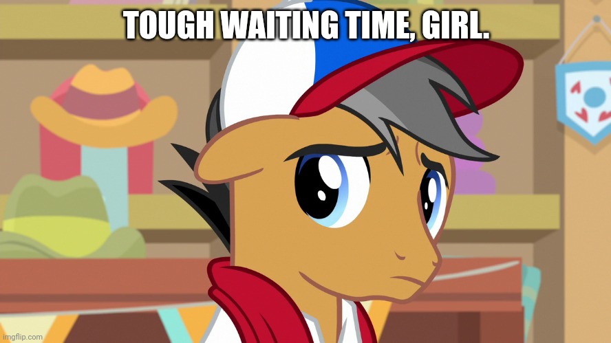 Pouty Pants (MLP) | TOUGH WAITING TIME, GIRL. | image tagged in pouty pants mlp | made w/ Imgflip meme maker