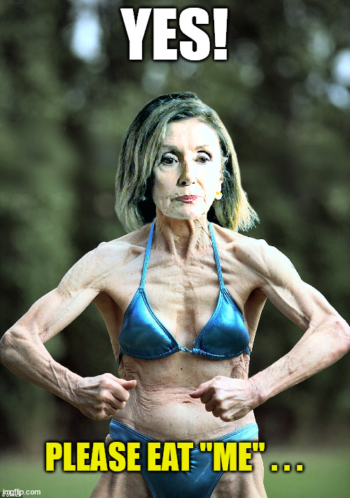 Nancy Pelosi in a Bikini | YES! PLEASE EAT "ME" . . . | image tagged in nancy pelosi in a bikini | made w/ Imgflip meme maker