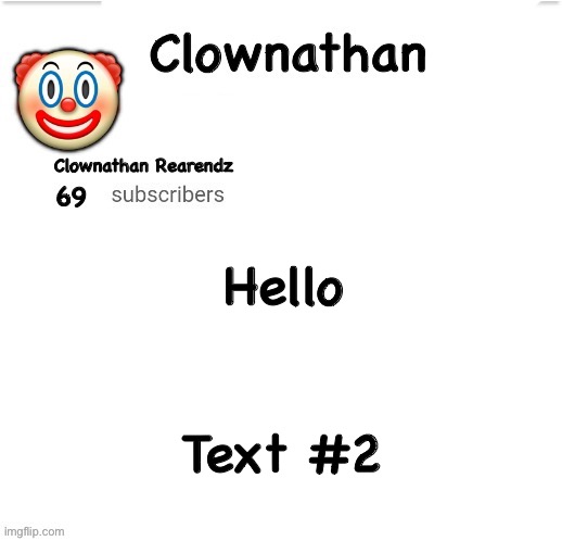 Clownathan template by Jummy | Hello; Text #2 | image tagged in clownathan template by jummy | made w/ Imgflip meme maker