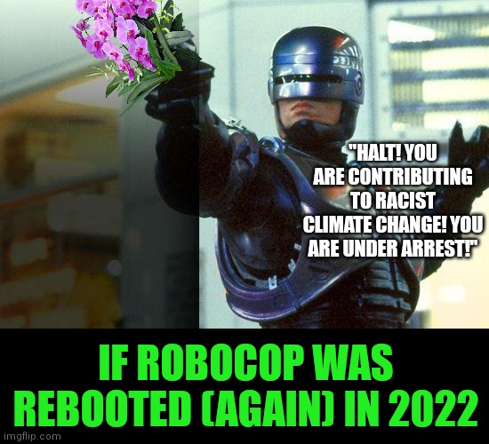 Modern movies may suck. But at least we have a treasure trove of classics to get by with... | "HALT! YOU ARE CONTRIBUTING TO RACIST CLIMATE CHANGE! YOU ARE UNDER ARREST!"; IF ROBOCOP WAS REBOOTED (AGAIN) IN 2022 | image tagged in robocop,hollywood,bad movies,reboot | made w/ Imgflip meme maker