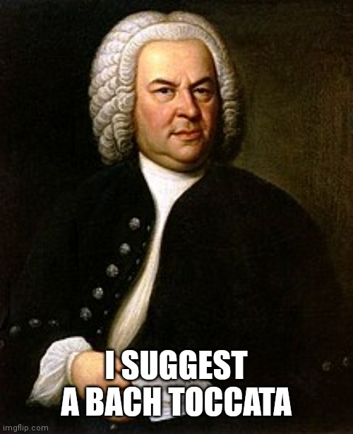 Johann Sebastian Bach | I SUGGEST A BACH TOCCATA | image tagged in johann sebastian bach | made w/ Imgflip meme maker