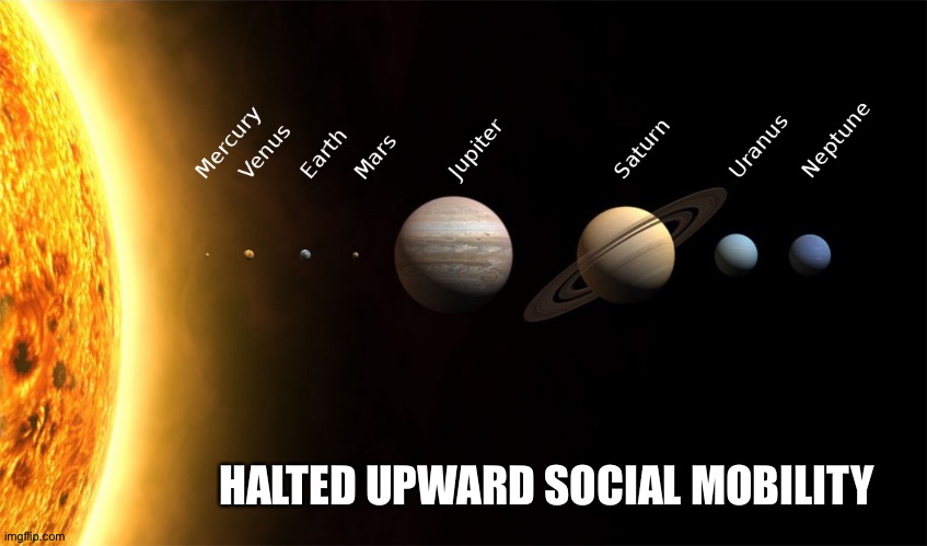 Imperialism unchallenged | HALTED UPWARD SOCIAL MOBILITY | image tagged in solar system,sun,planets | made w/ Imgflip meme maker
