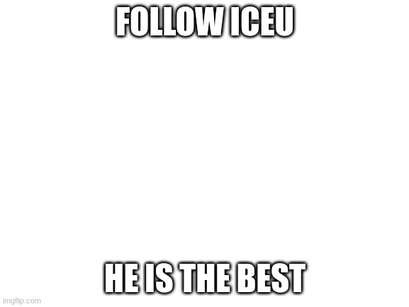 Do it please | FOLLOW ICEU; HE IS THE BEST | image tagged in blank white template | made w/ Imgflip meme maker