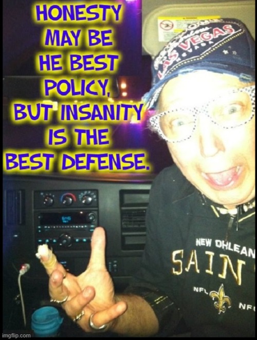 image tagged in vince vance,insanity,best defense,memes,honesty is the best policy,crazy man | made w/ Imgflip meme maker