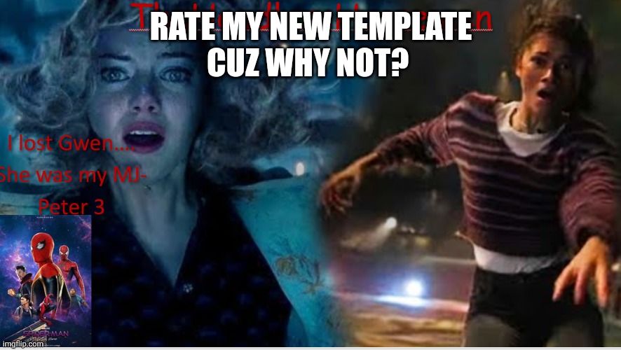 I'm saying again Cuz I don't think everyone got it | RATE MY NEW TEMPLATE
CUZ WHY NOT? | image tagged in theheadlesshorsemen announcement v8 spiderman | made w/ Imgflip meme maker