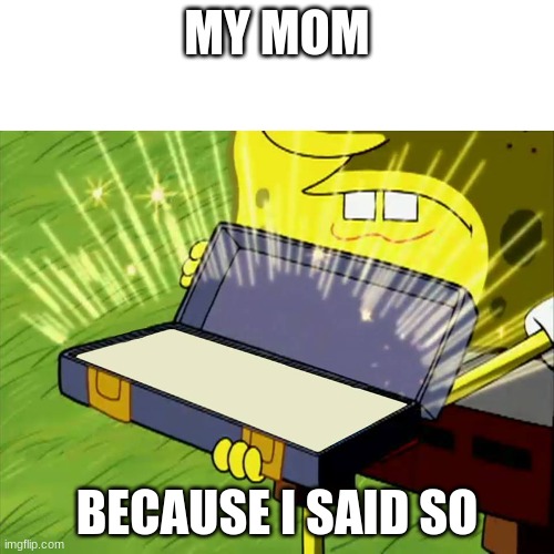 Old Reliable | MY MOM; BECAUSE I SAID SO | image tagged in old reliable | made w/ Imgflip meme maker