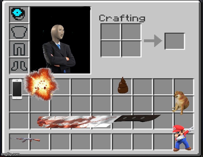 YouTube be like | image tagged in minecraft inventory | made w/ Imgflip meme maker