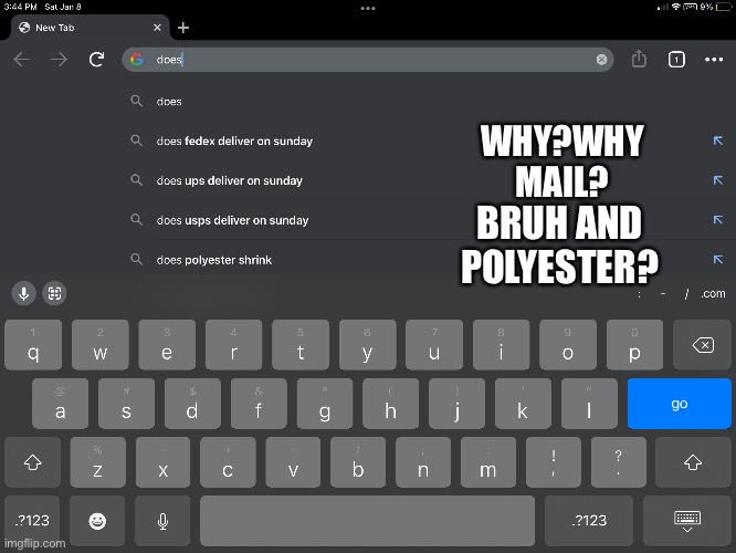 What’s the thing between mail,polyester,and people? | WHY?WHY MAIL? BRUH AND POLYESTER? | image tagged in nothing to see here | made w/ Imgflip meme maker