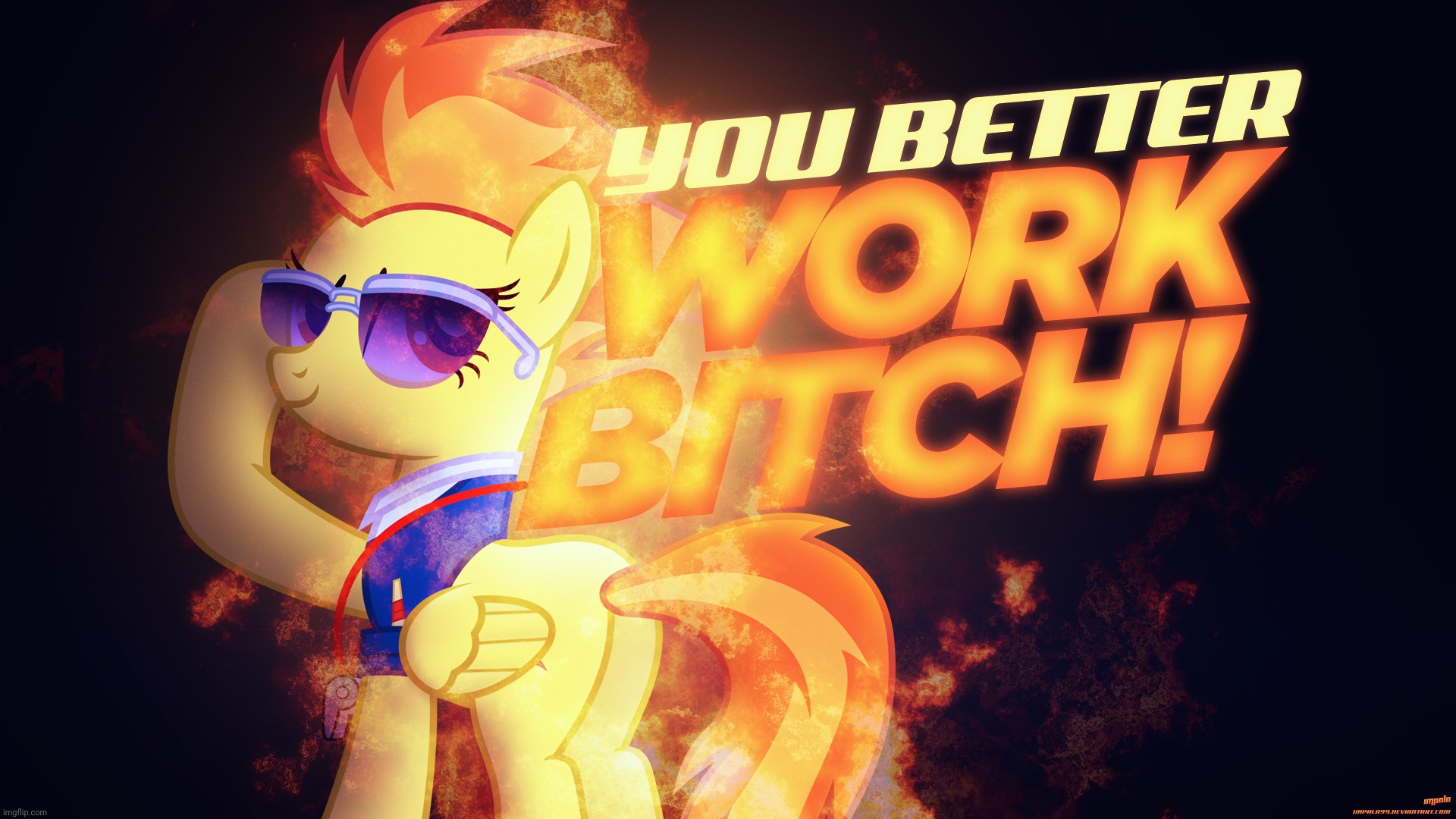 image tagged in work bitch,spitfire,my little pony,wallpapers | made w/ Imgflip meme maker