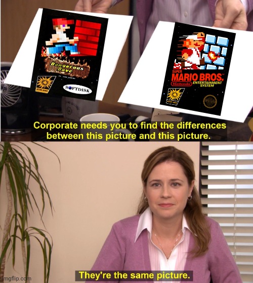 Super Mario Bros vs Dangerous Dave! | image tagged in memes,they're the same picture | made w/ Imgflip meme maker