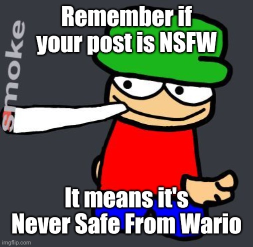 Bambi smoking a fat blunt | Remember if your post is NSFW; It means it's Never Safe From Wario | image tagged in bambi smoking a fat blunt | made w/ Imgflip meme maker
