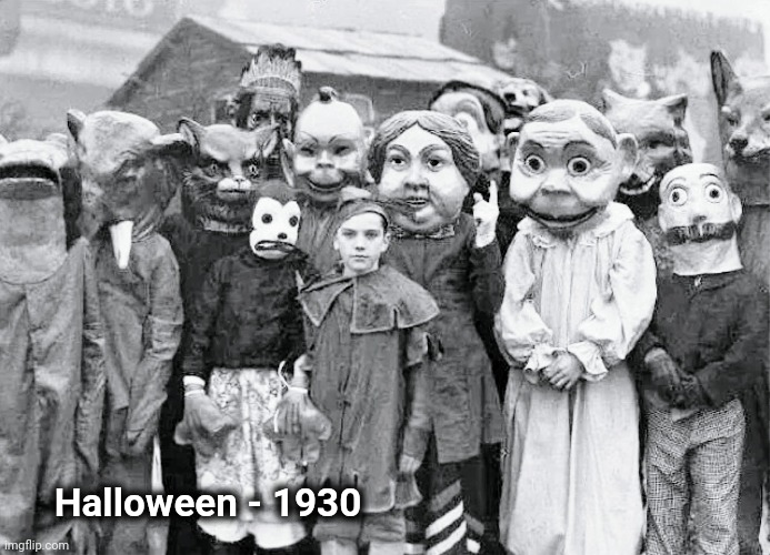 Things that go bump in the night | Halloween - 1930 | image tagged in costume,happy halloween,masks | made w/ Imgflip meme maker