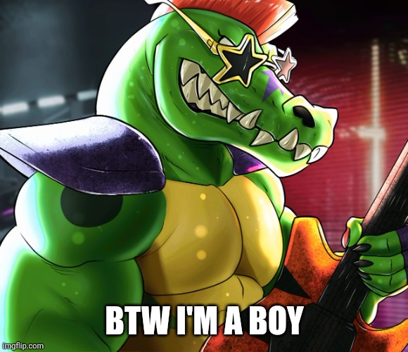 BTW I'M A BOY | image tagged in monty gator announcement template | made w/ Imgflip meme maker