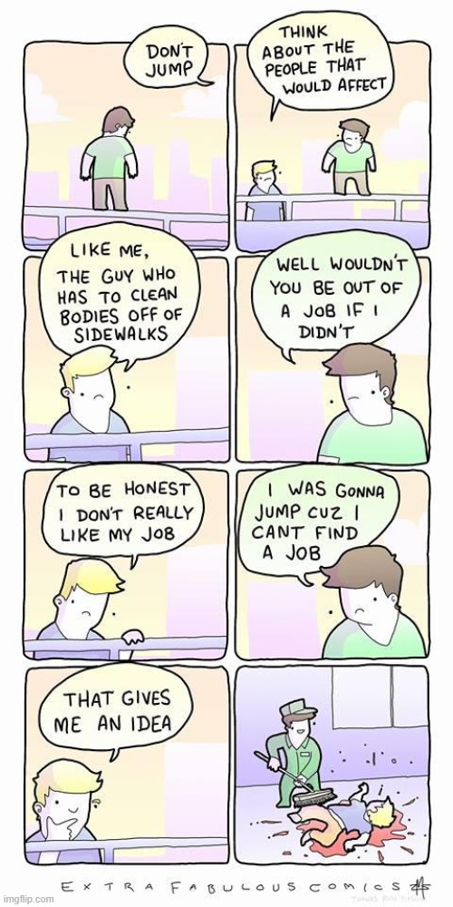 solved | image tagged in comics/cartoons,suicide,job | made w/ Imgflip meme maker