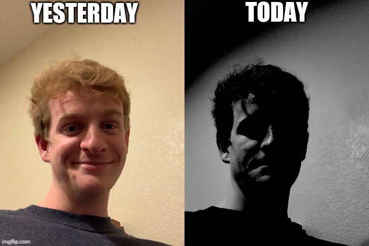 TheLargePig becoming slightly uncanny | TODAY; YESTERDAY | image tagged in thelargepig becoming slightly uncanny | made w/ Imgflip meme maker