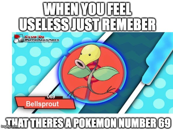 The FUNNY POKEMON | WHEN YOU FEEL USELESS JUST REMEBER; THAT THERES A POKEMON NUMBER 69 | image tagged in pokemon,memes | made w/ Imgflip meme maker
