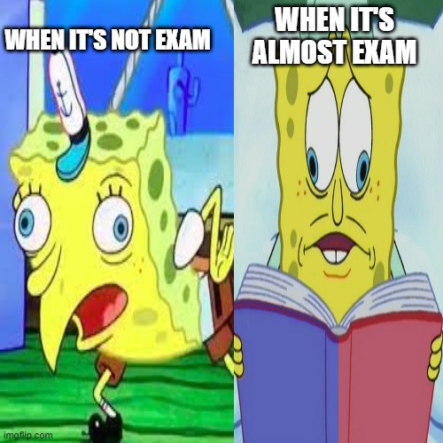 lol | WHEN IT'S ALMOST EXAM; WHEN IT'S NOT EXAM | image tagged in funny memes | made w/ Imgflip meme maker