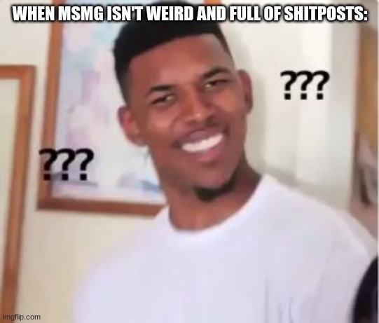 Bro why ISN'T it | WHEN MSMG ISN'T WEIRD AND FULL OF SHITPOSTS: | image tagged in nick young | made w/ Imgflip meme maker