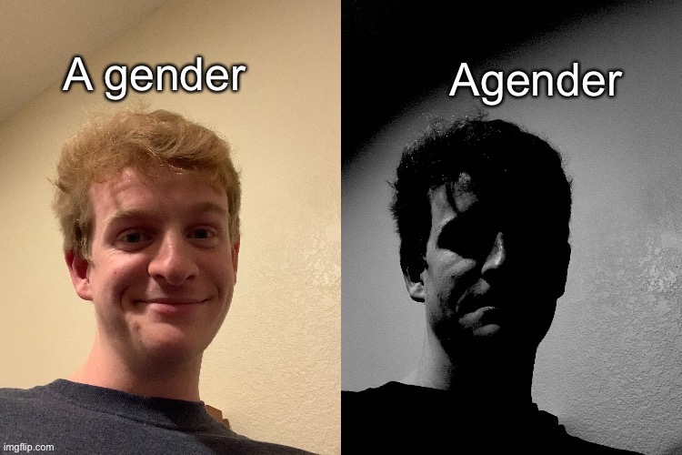 TheLargePig becoming slightly uncanny | A gender; Agender | image tagged in thelargepig becoming slightly uncanny | made w/ Imgflip meme maker