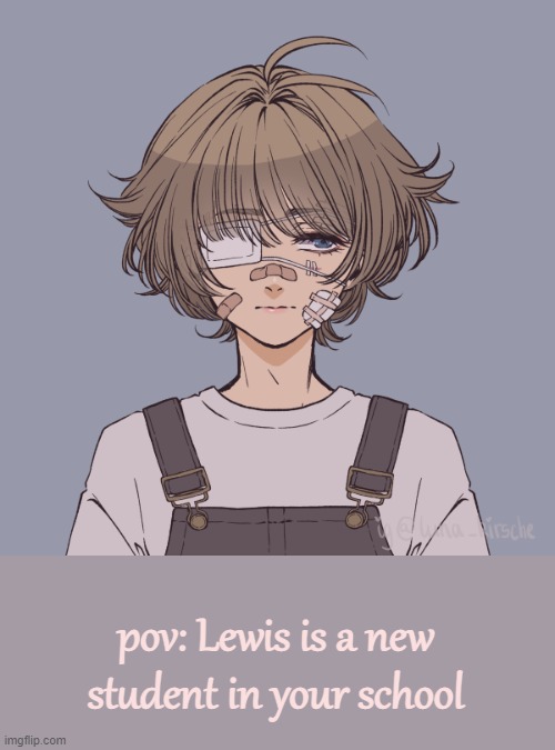 any rp ( yes including erp but erpers need to memechat me ). no hurting him or killing him | pov: Lewis is a new student in your school | image tagged in lewis | made w/ Imgflip meme maker