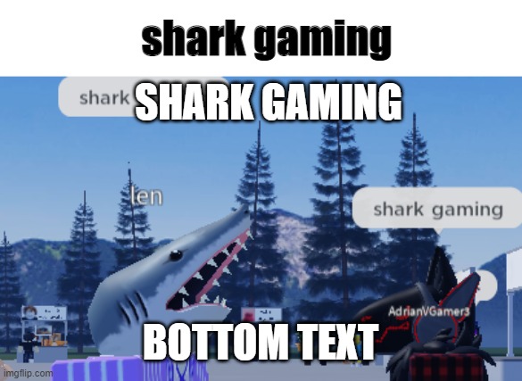 shark gaming | shark gaming; SHARK GAMING; BOTTOM TEXT | image tagged in shark gaming | made w/ Imgflip meme maker