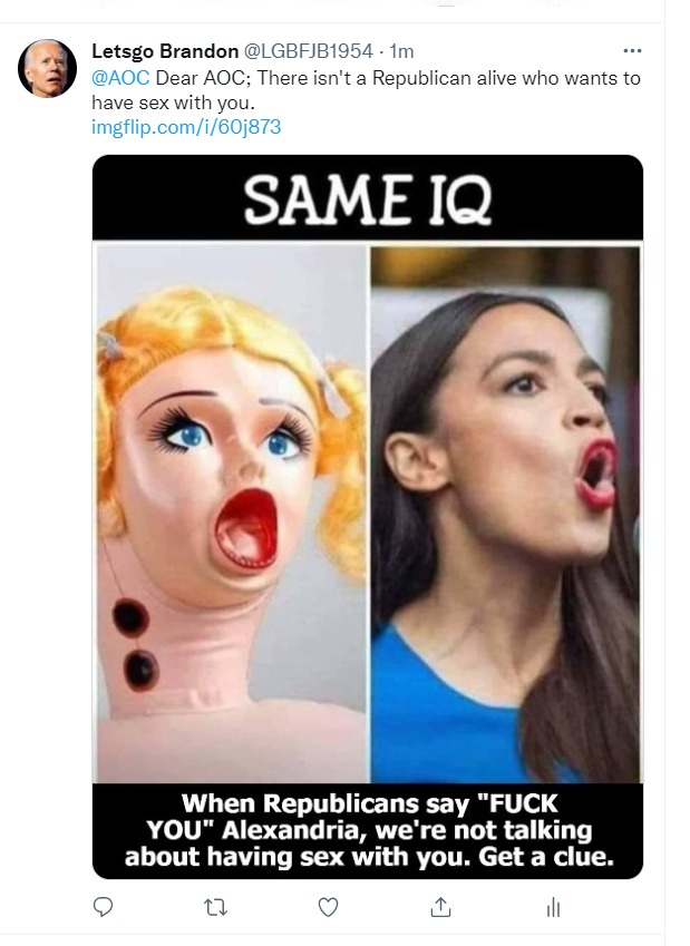 Dear AOC tweet | image tagged in blowup doll,inflatable girlfriend,low iq,lets go brandon,fuck joe biden,lgbfjb | made w/ Imgflip meme maker