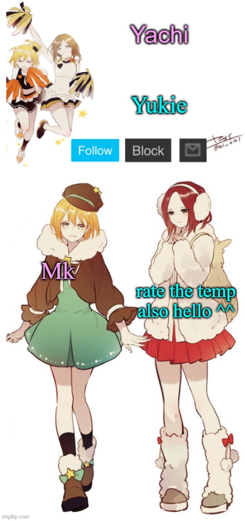 Yachi and yukie temp | rate the temp also hello ^^; Mk | image tagged in yachi and yukie temp | made w/ Imgflip meme maker