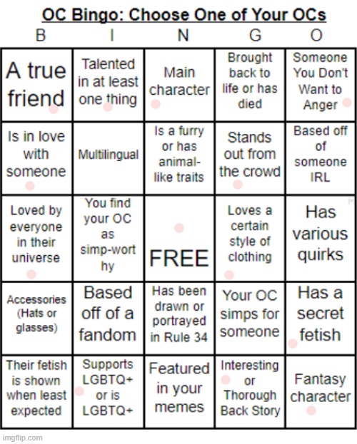 i chose Mauin | image tagged in jer-sama's oc bingo | made w/ Imgflip meme maker