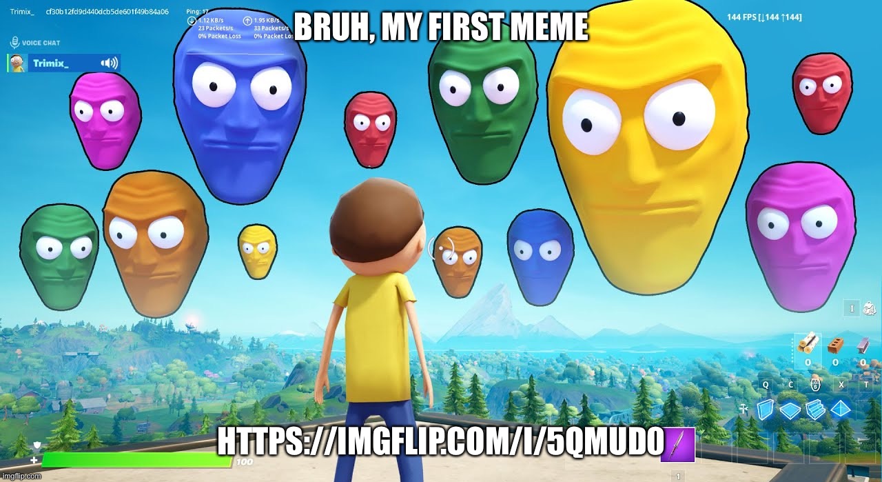 Floating heads starring at your soul | BRUH, MY FIRST MEME; HTTPS://IMGFLIP.COM/I/5QMUD0 | image tagged in floating heads starring at your soul | made w/ Imgflip meme maker