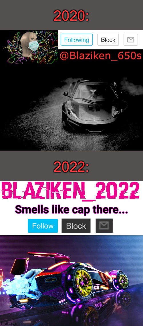 It's really sad to see how much difference my new template templates have compared to my old ones :,( | 2020:; 2022: | image tagged in blaziken_650s announcement,blaziken_2022 announcement template | made w/ Imgflip meme maker