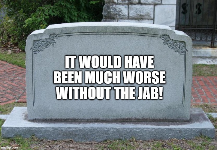 Gravestone | IT WOULD HAVE BEEN MUCH WORSE WITHOUT THE JAB! | image tagged in gravestone | made w/ Imgflip meme maker