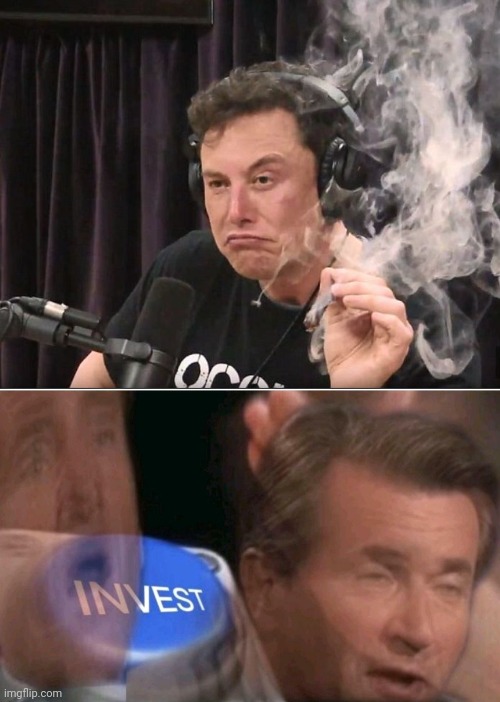 image tagged in elon musk smoking a joint,invest | made w/ Imgflip meme maker