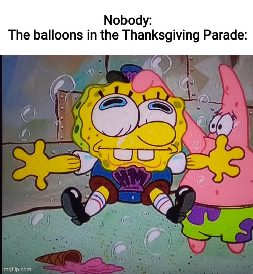 Lol I make no sense | Nobody:
The balloons in the Thanksgiving Parade: | made w/ Imgflip meme maker