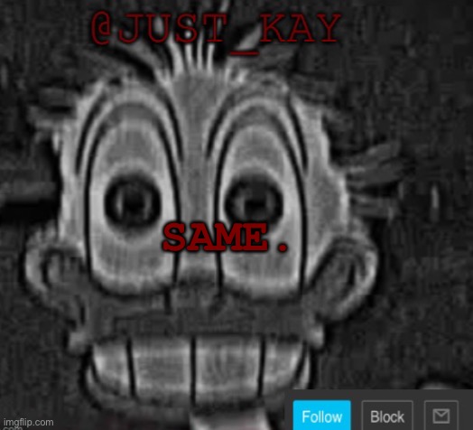 Just_Kay announcement temp | SAME. | image tagged in just_kay announcement temp | made w/ Imgflip meme maker