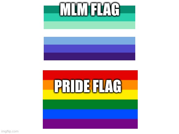 THERES A DIFERENCE. alot of people get confused. | MLM FLAG; PRIDE FLAG | image tagged in blank white template | made w/ Imgflip meme maker