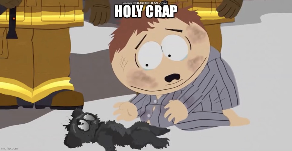 cartman crying over something | HOLY CRAP | image tagged in cartman crying over something | made w/ Imgflip meme maker