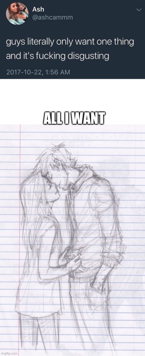 Its all i want? | ALL I WANT | image tagged in guys only want one thing | made w/ Imgflip meme maker
