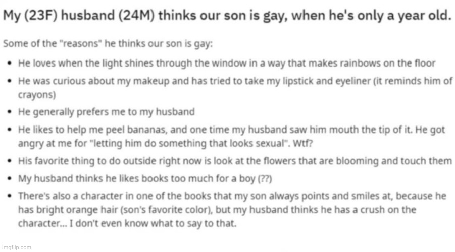 Our son is gay cause he likes colors | made w/ Imgflip meme maker