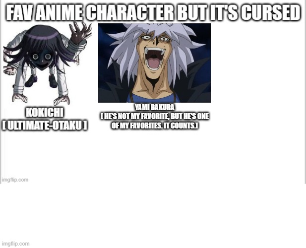 Gave it more room. | YAMI BAKURA
[ HE'S NOT MY FAVORITE, BUT HE'S ONE OF MY FAVORITES. IT COUNTS.] | image tagged in white background,anime,repost | made w/ Imgflip meme maker