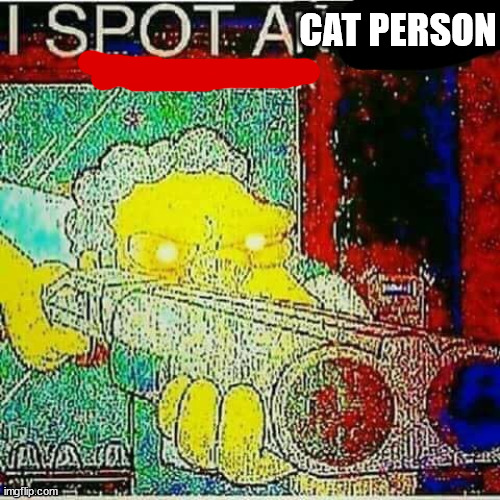 I SPOT AN x WATERMARK | CAT PERSON | image tagged in i spot an x watermark | made w/ Imgflip meme maker